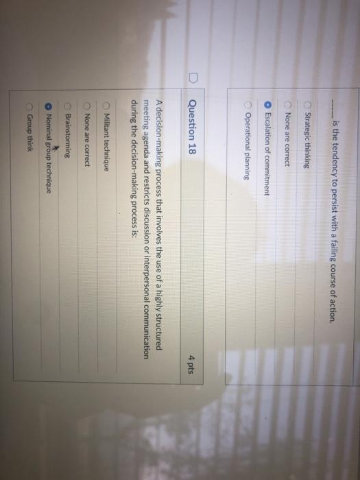 4 pts Which of the following is NOT one of the