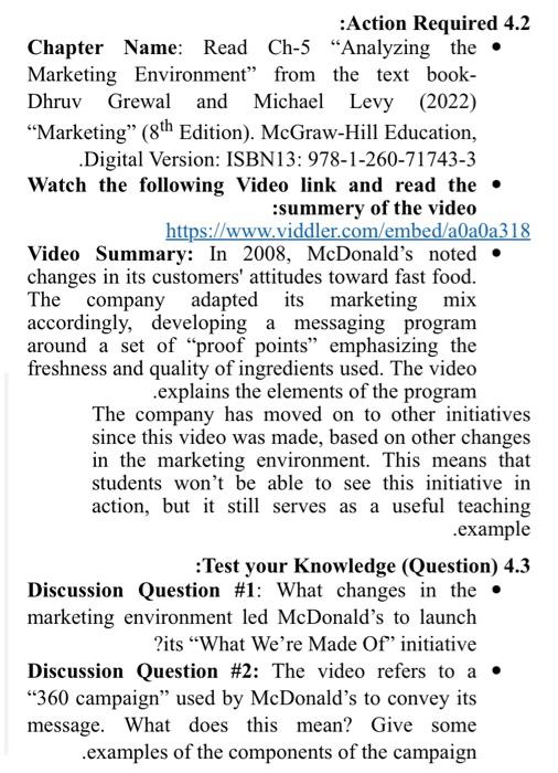 :Action Required 4.2 Chapter Name: Read Ch-5