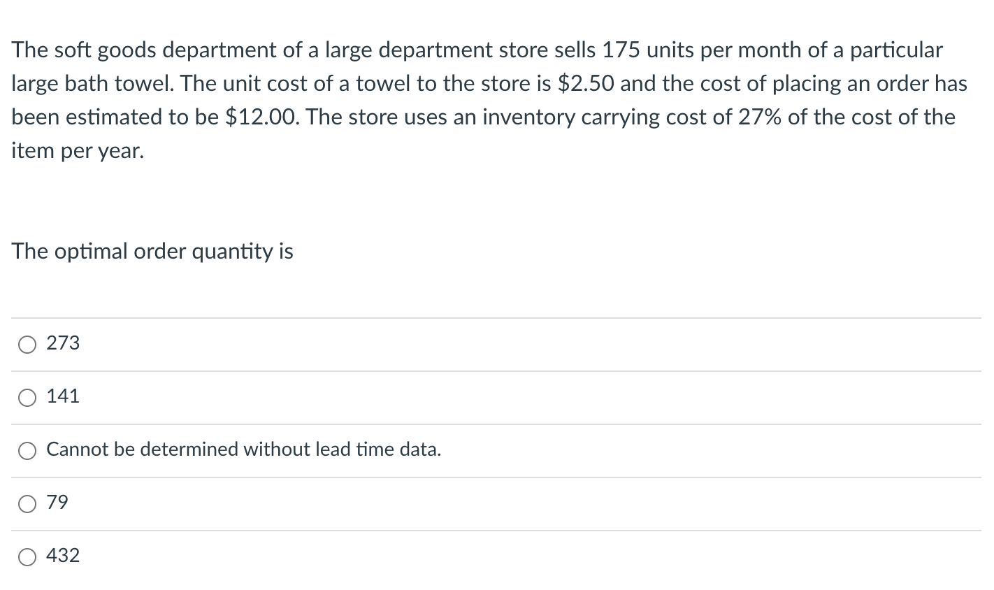 The soft goods department of a large department