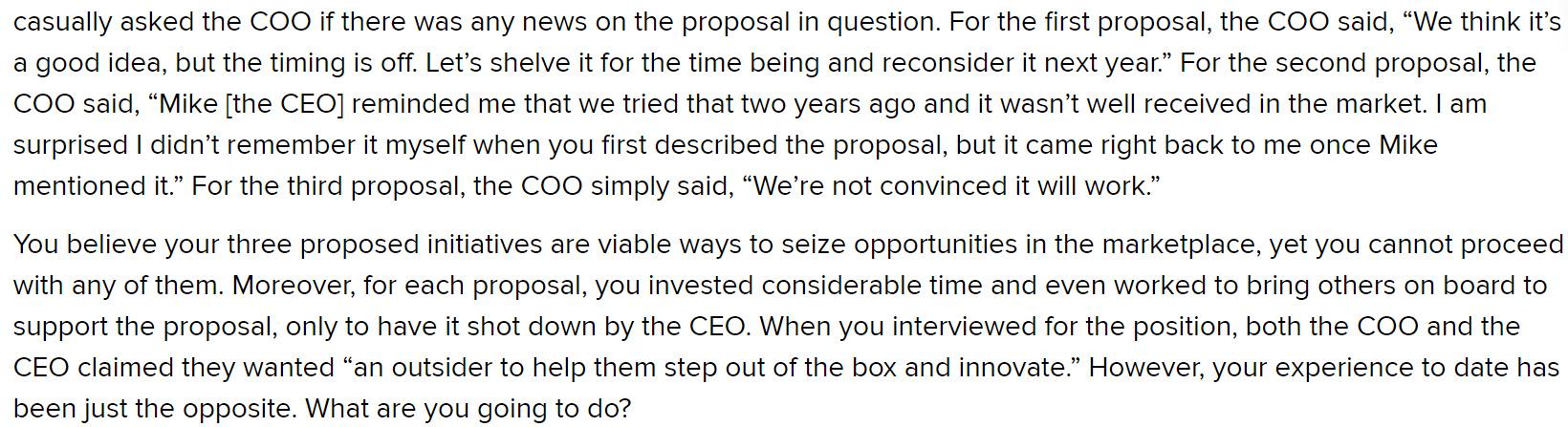 Read the "Be the Manager" exercise at the end of