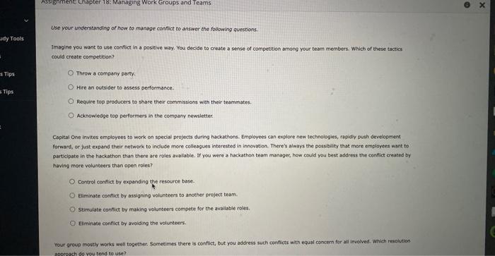 Use your understanding of how to manage confict
