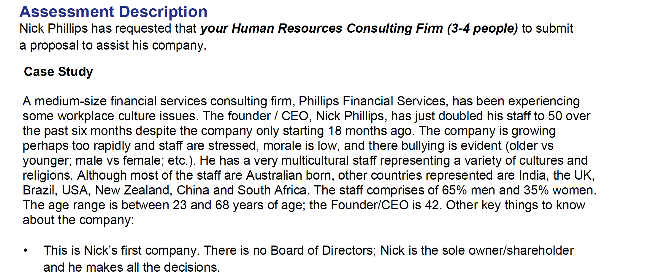 Assessment Description Nick Phillips has