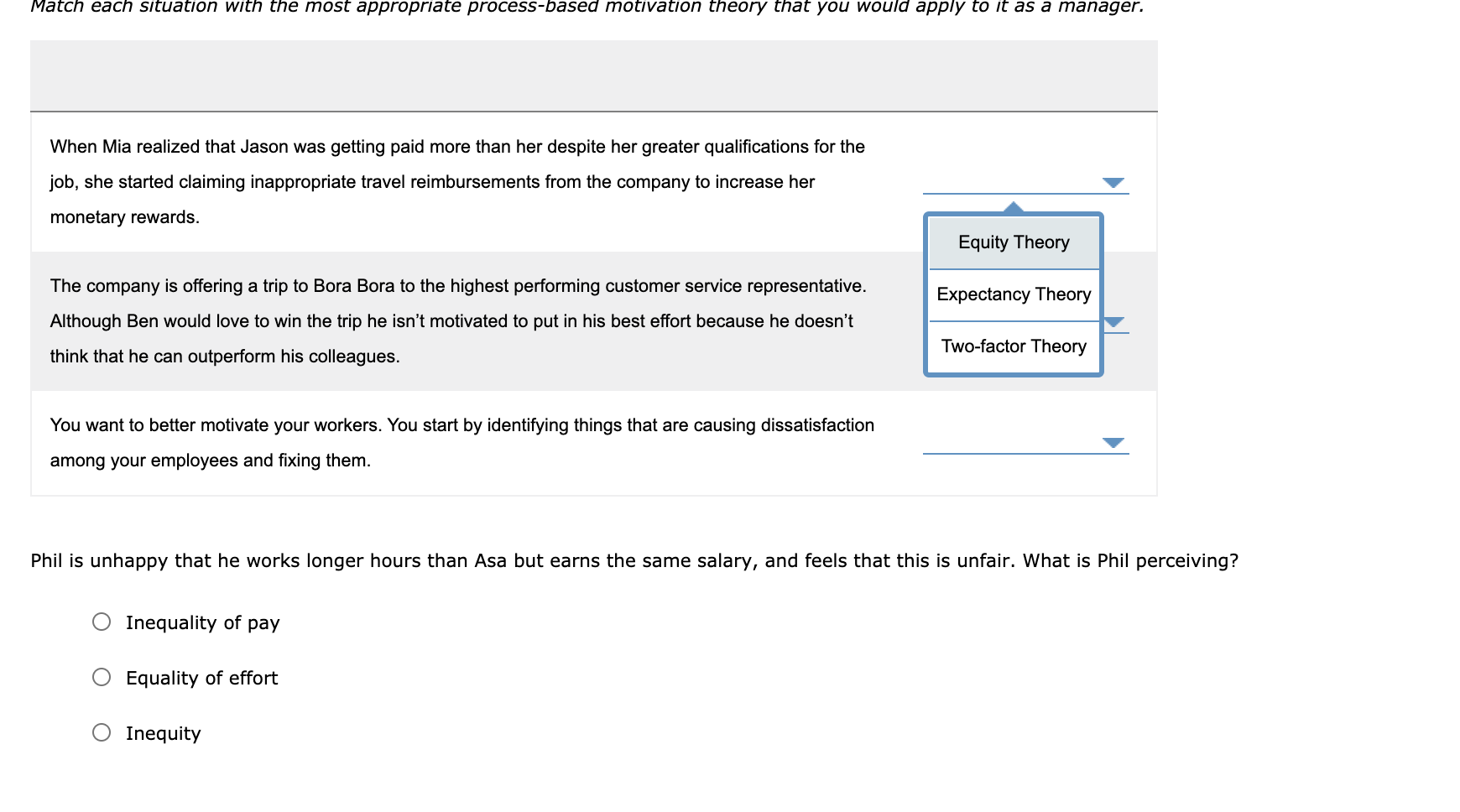 Match each situation with the most appropriate