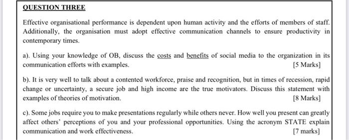 Effective organisational performance is dependent