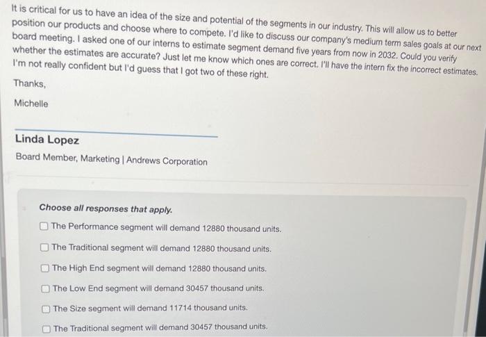 It is critical for us to have an idea of the size