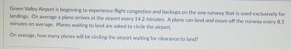 Green Valley Airport is beginning to experience