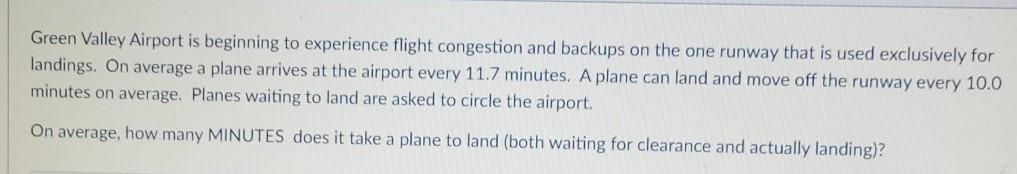 Green Valley Airport is beginning to experience