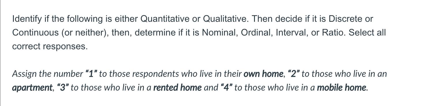 Identify if the following is either Quantitative