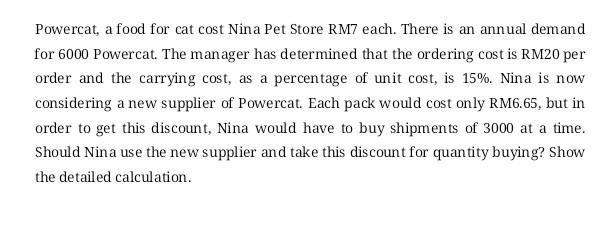 Powercat, a food for cat cost Nina Pet Store RM7