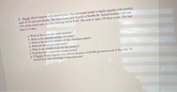 please explain. not using excel 2. Susuki Motor