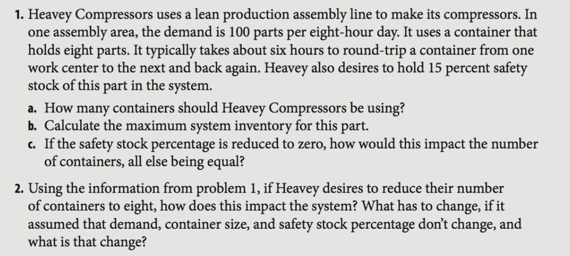 1. Heavey Compressors uses a lean production