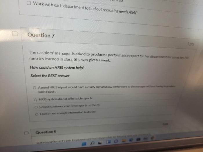 O Work with each department to find out