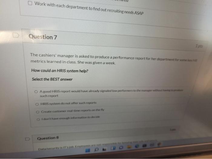 O Work with each department to find out