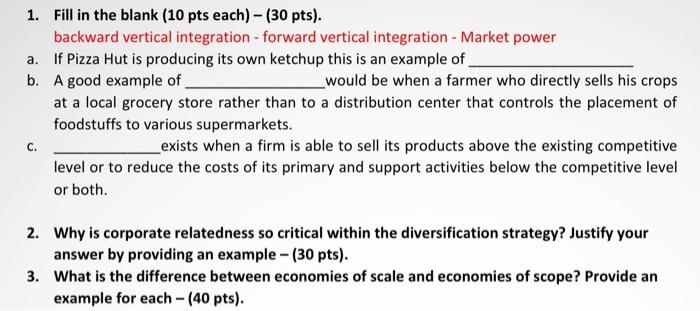 1. Fill in the blank (10 pts each) (30 pts).