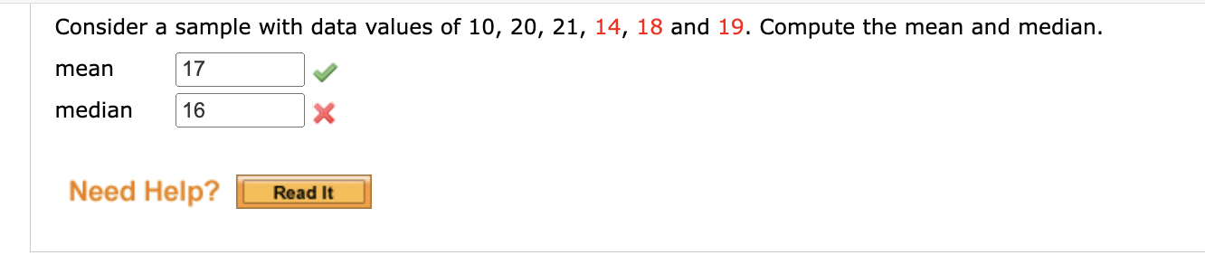 Consider a sample with data values of