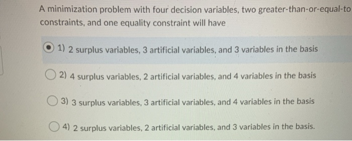 A minimization problem with four decision