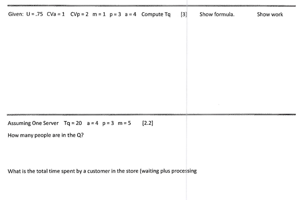 Given: U=.75CVa=1CVp=2m=1p=3a=4 Compute Tq [3]
