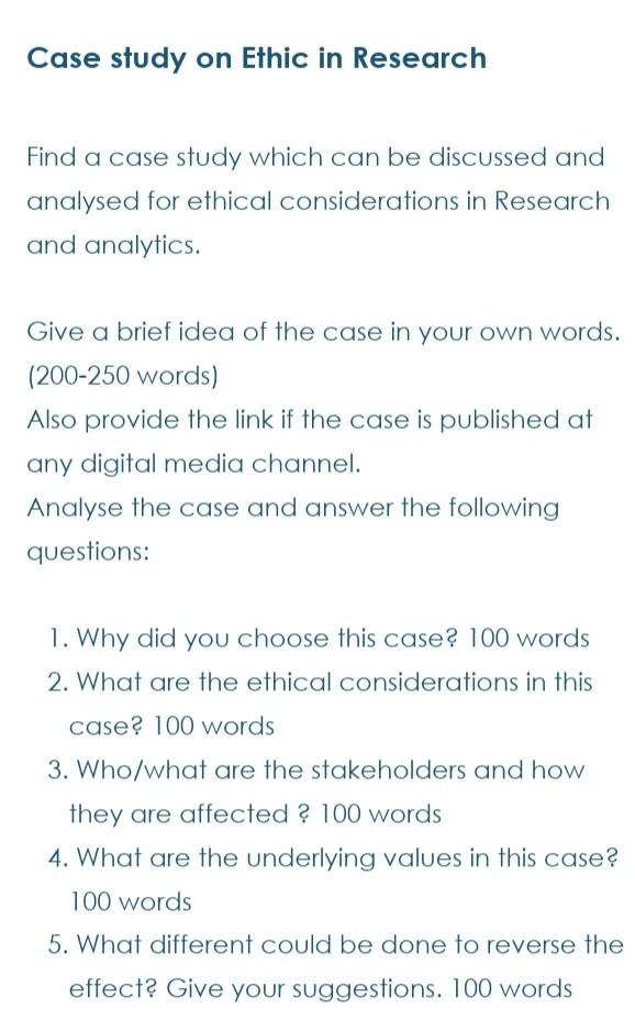 Case study on Ethic in Research Find a case study