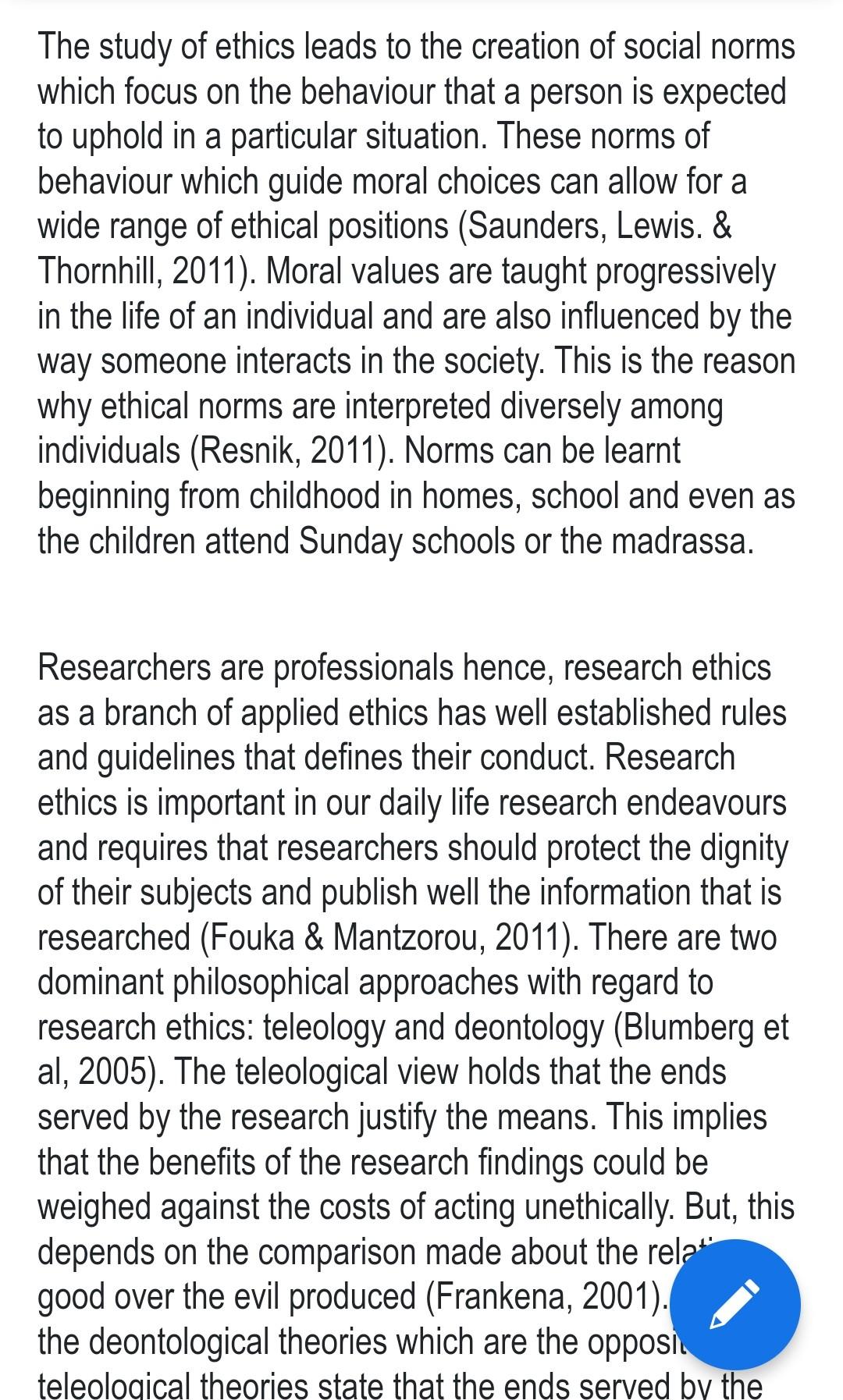 Ethical Considerations and their Applications to