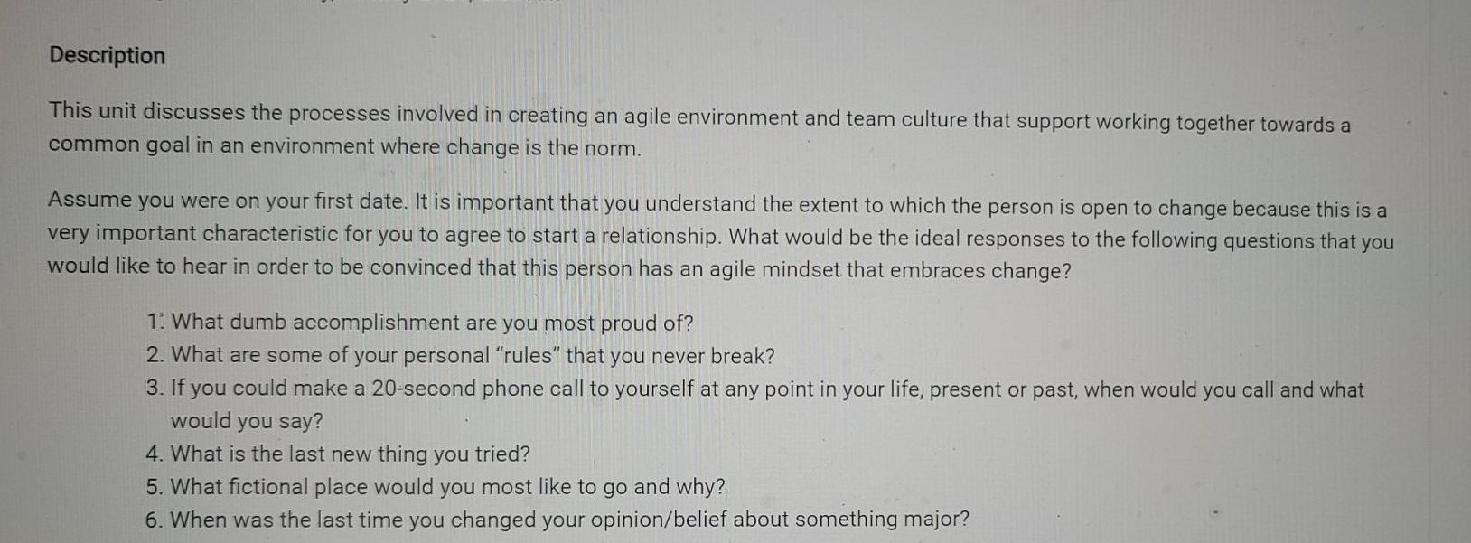 Description This unit discusses the processes