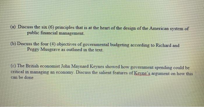 (a) Discuss the six (6) principles that is at the