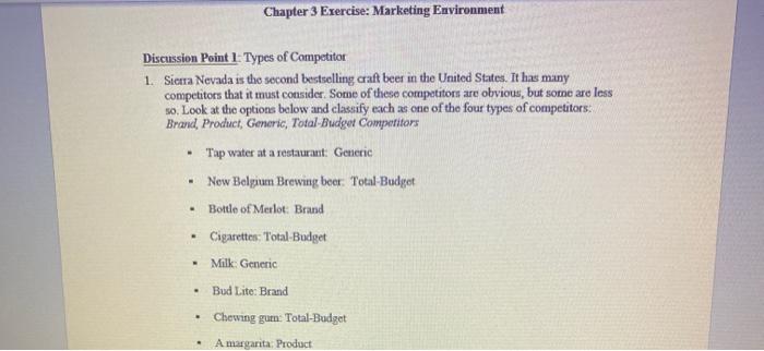 Chapter 3 Exercise: Marketing Environment