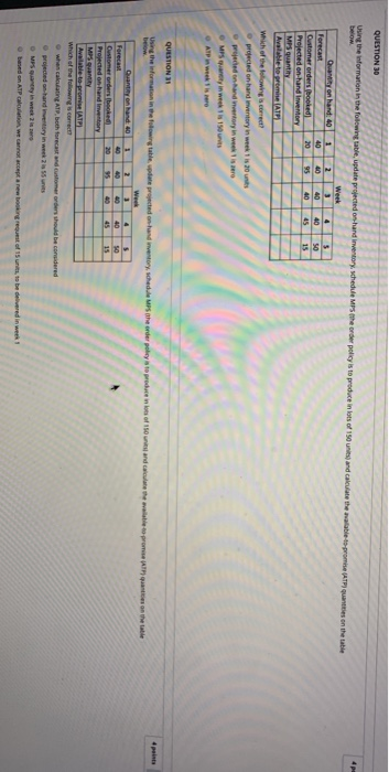 QUESTION 30 Using the information in the folowing