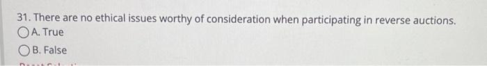 31. There are no ethical issues worthy of