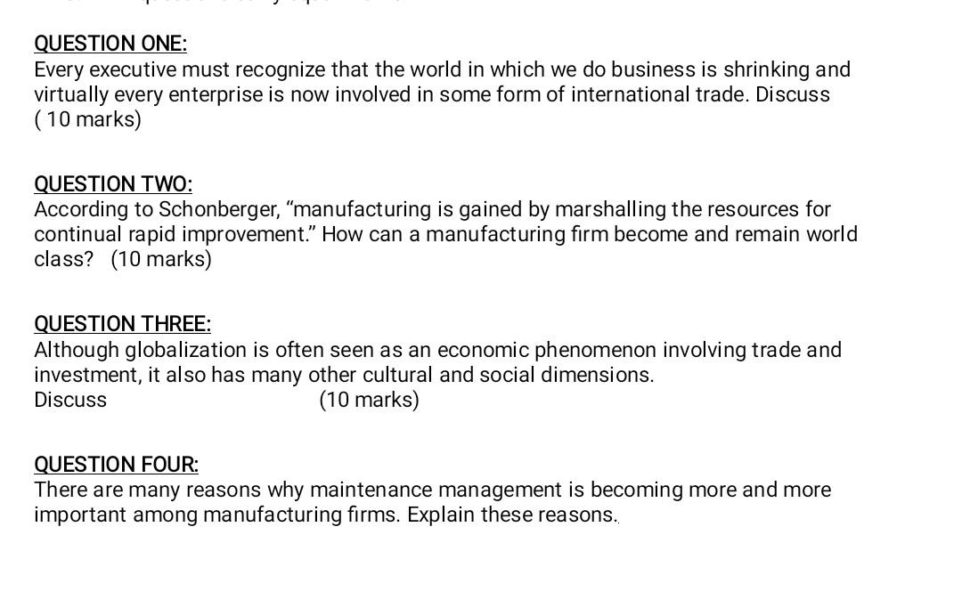 QUESTION ONE: Every executive must recognize that