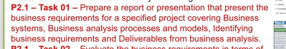 c. 0.6 Any P2.1 Task 01 Prepare a report or