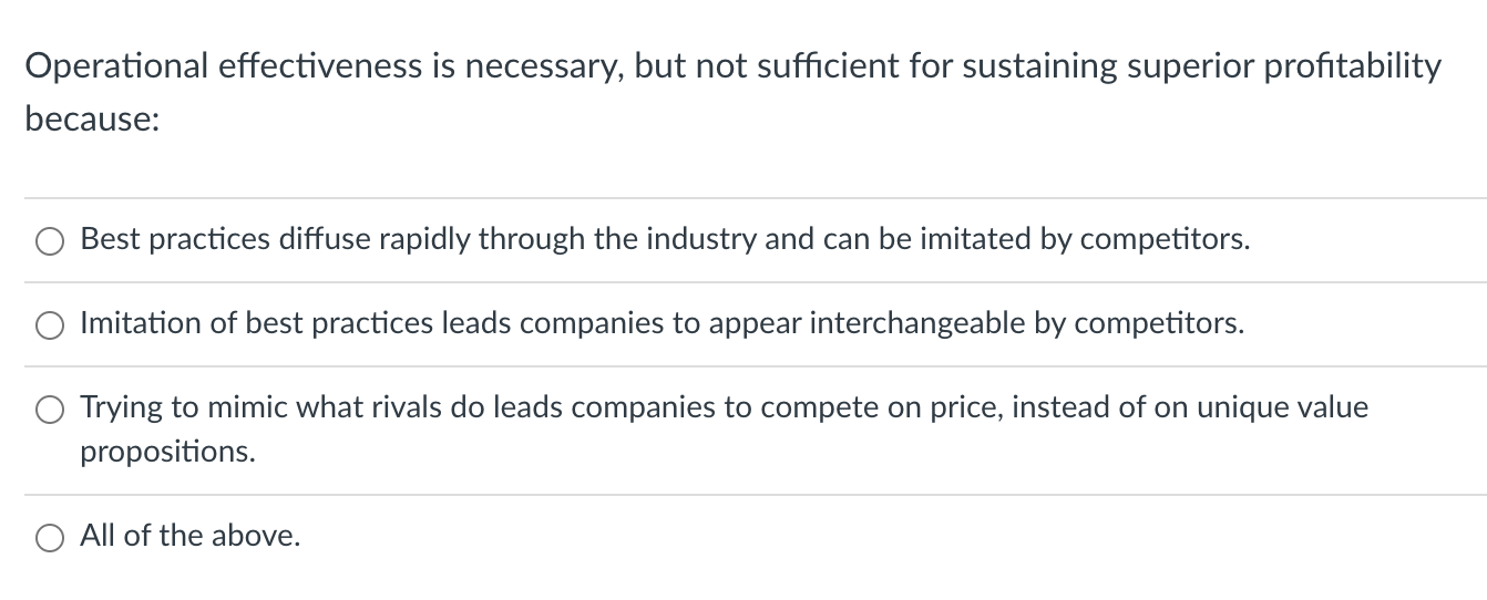 Operational effectiveness is necessary, but not