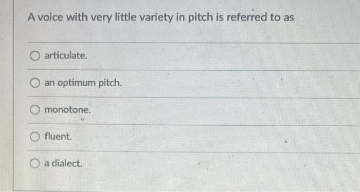 A voice with very little variety in pitch is