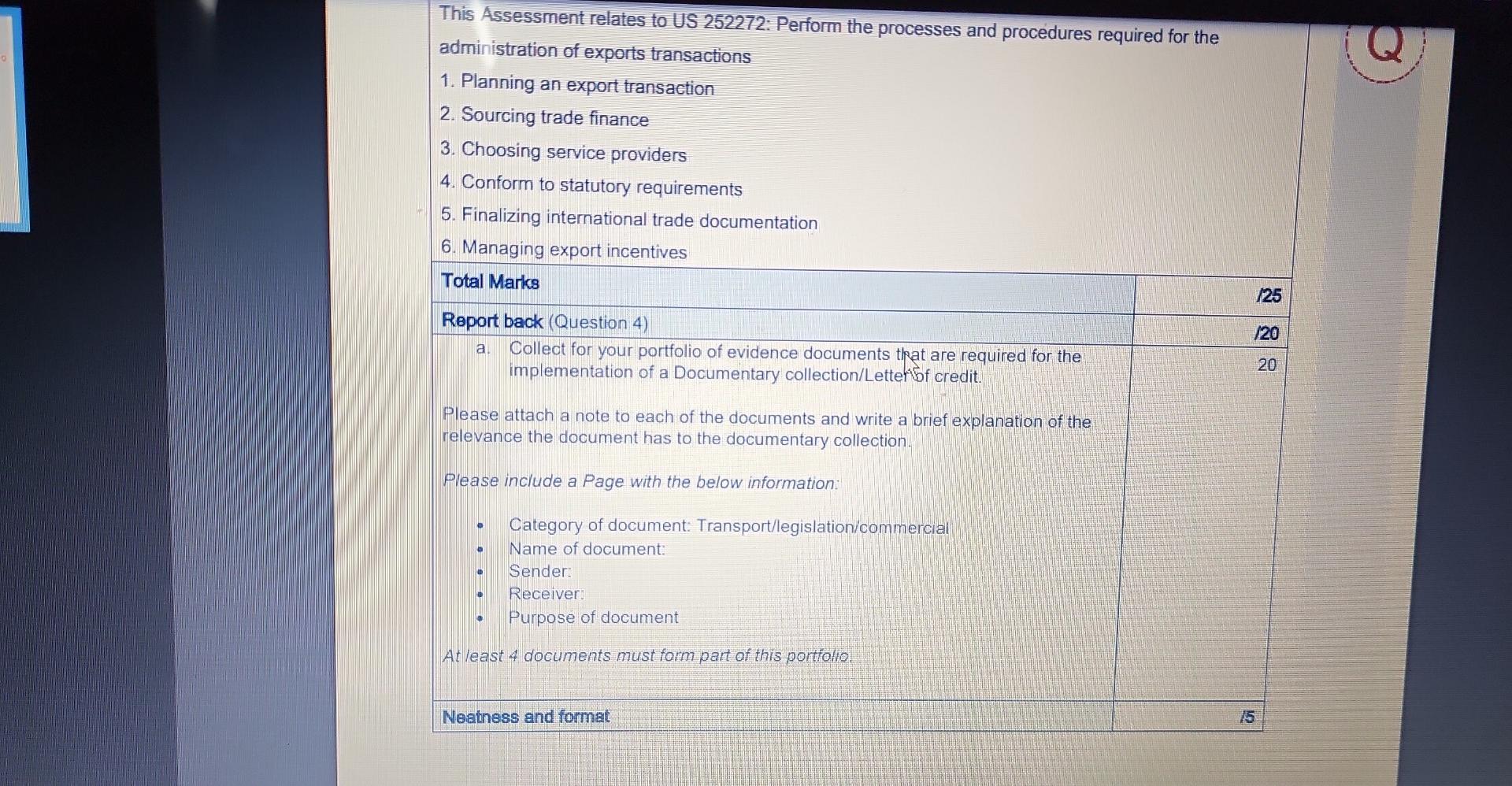 Q This Assessment relates to US 252272: Perform