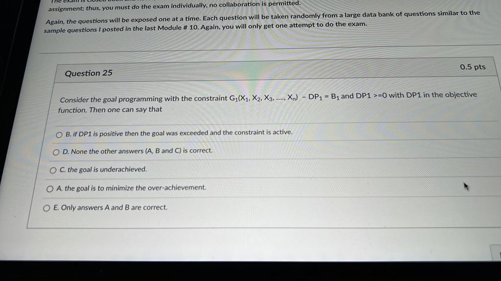 assignment; thus, you must do the exam