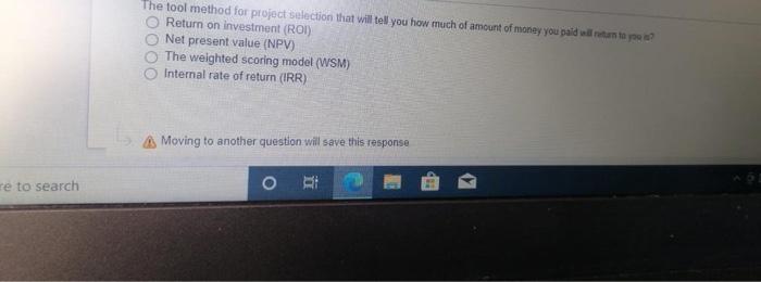 Question 29 0.5 points Save Ans The project
