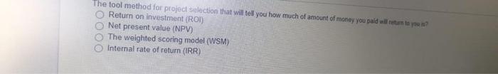 Question 29 0.5 points Save Ans The project