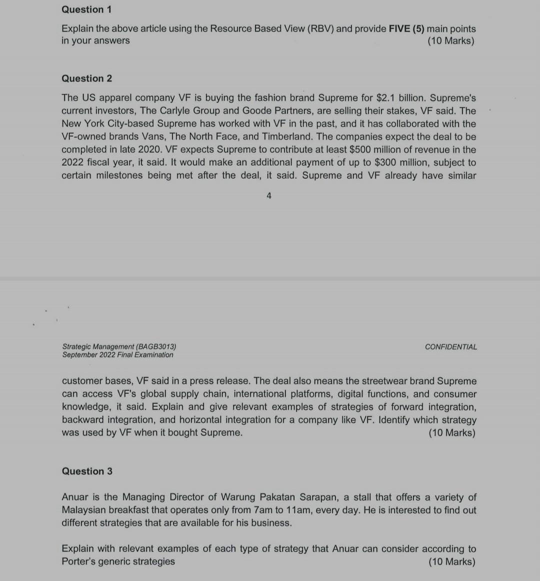 Question 1 Explain the above article using the