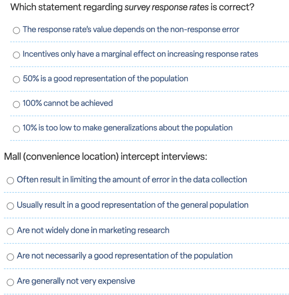 Which statement regarding survey response rates