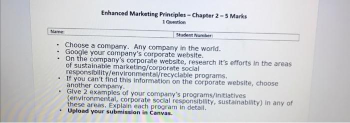 Name: Enhanced Marketing Principles - Chapter 2 -