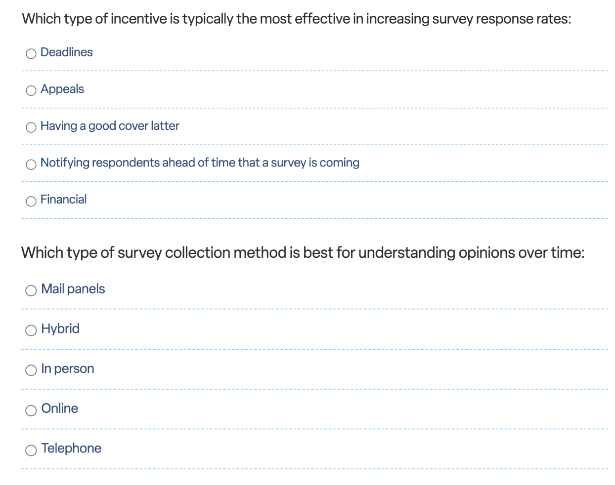 Which statement regarding survey response rates