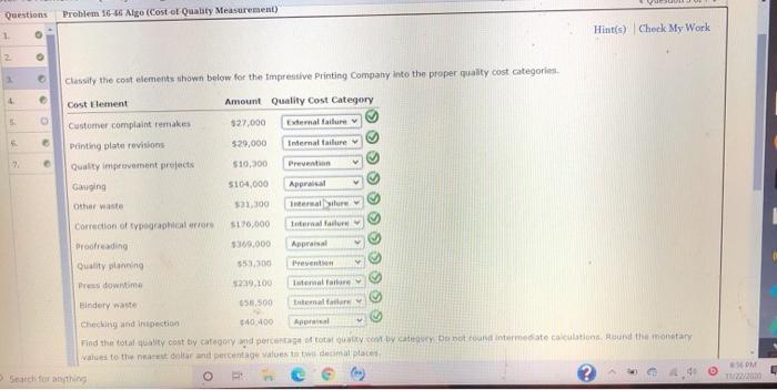 Questions Problem 1646 Algo (Cost of Quality