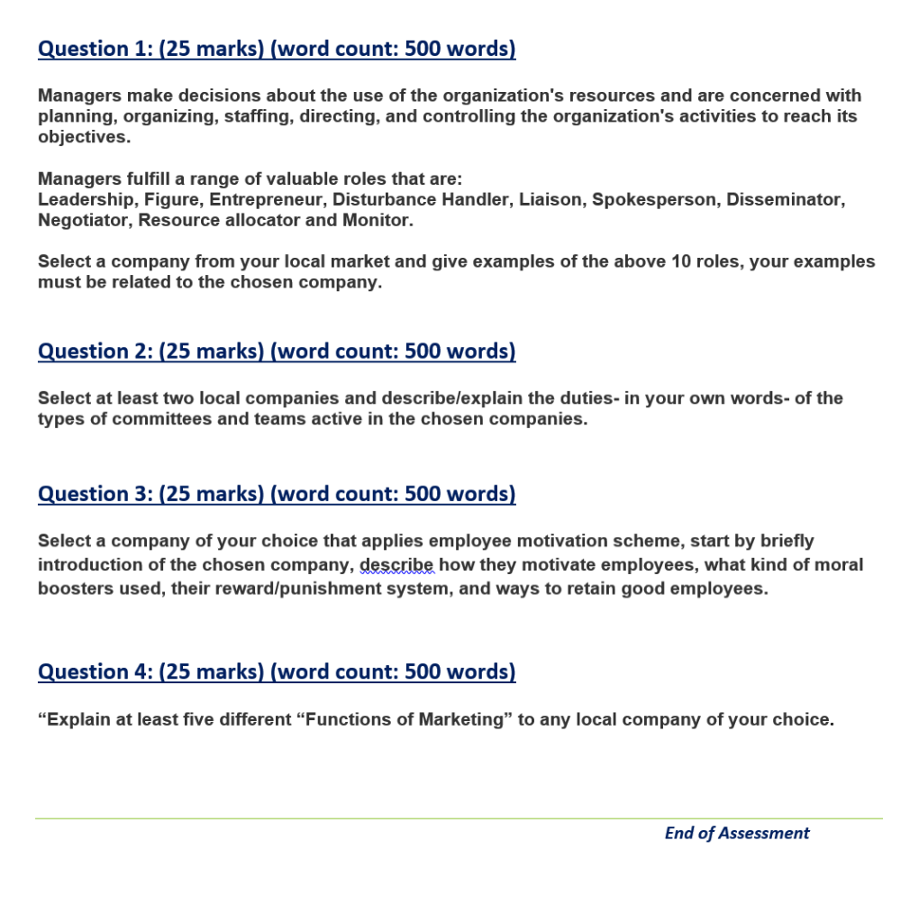 Question 1: (25 marks) (word count: 500 words)