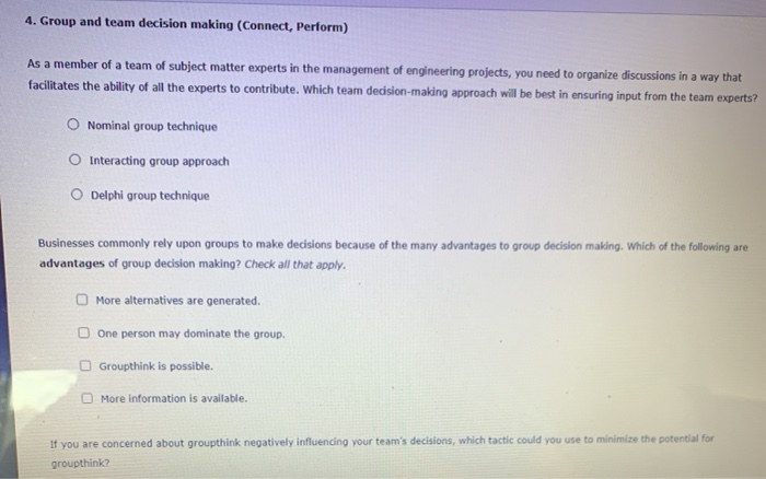 4. Group and team decision making (Connect,