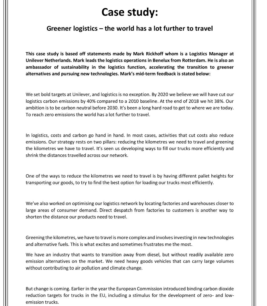 Supply chain management - please read the