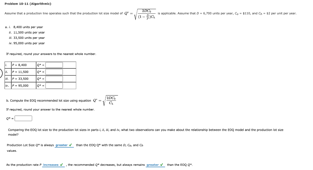 Problem 10-11 (Algorithmic) Assume that a