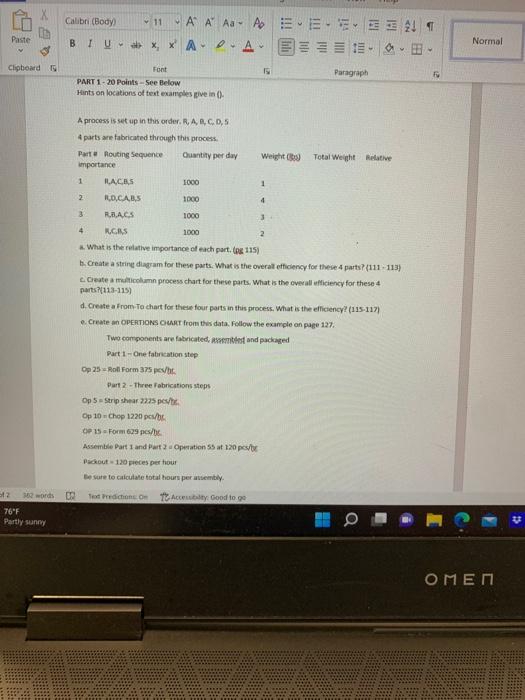 PART 1 - 20 Points - 5ee Below Hints on locations