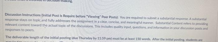 Discussion Instructions (Initial Post is Require