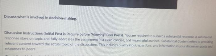 Discussion Instructions (Initial Post is Require