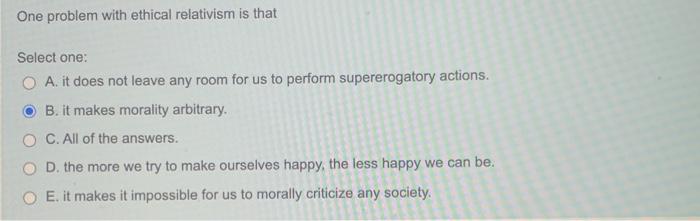 help please asap! One problem with ethical