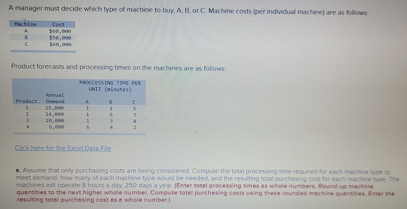 A manager must decide which type of machine to